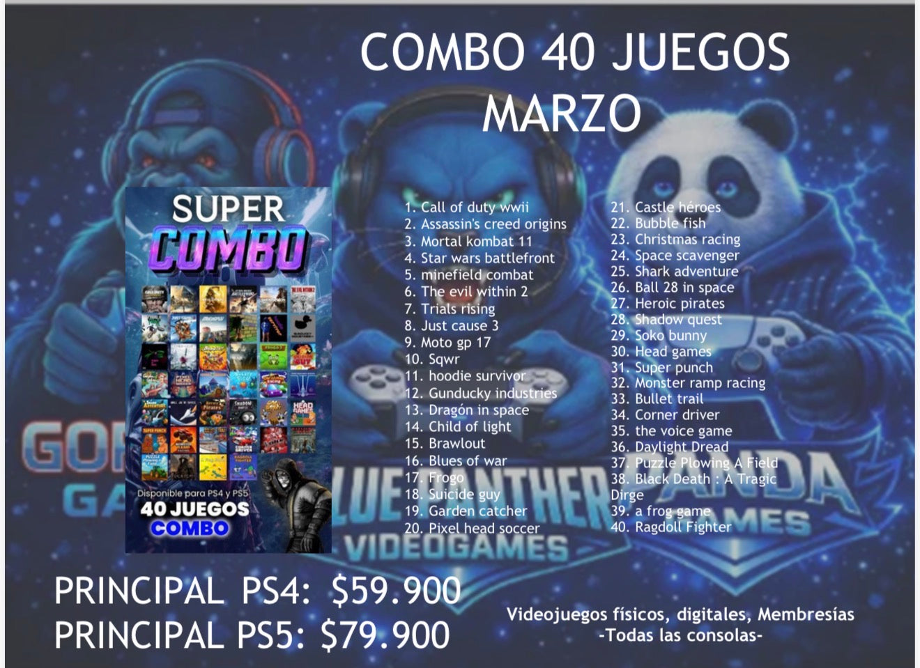 Combo Juegos Digitales Ps5