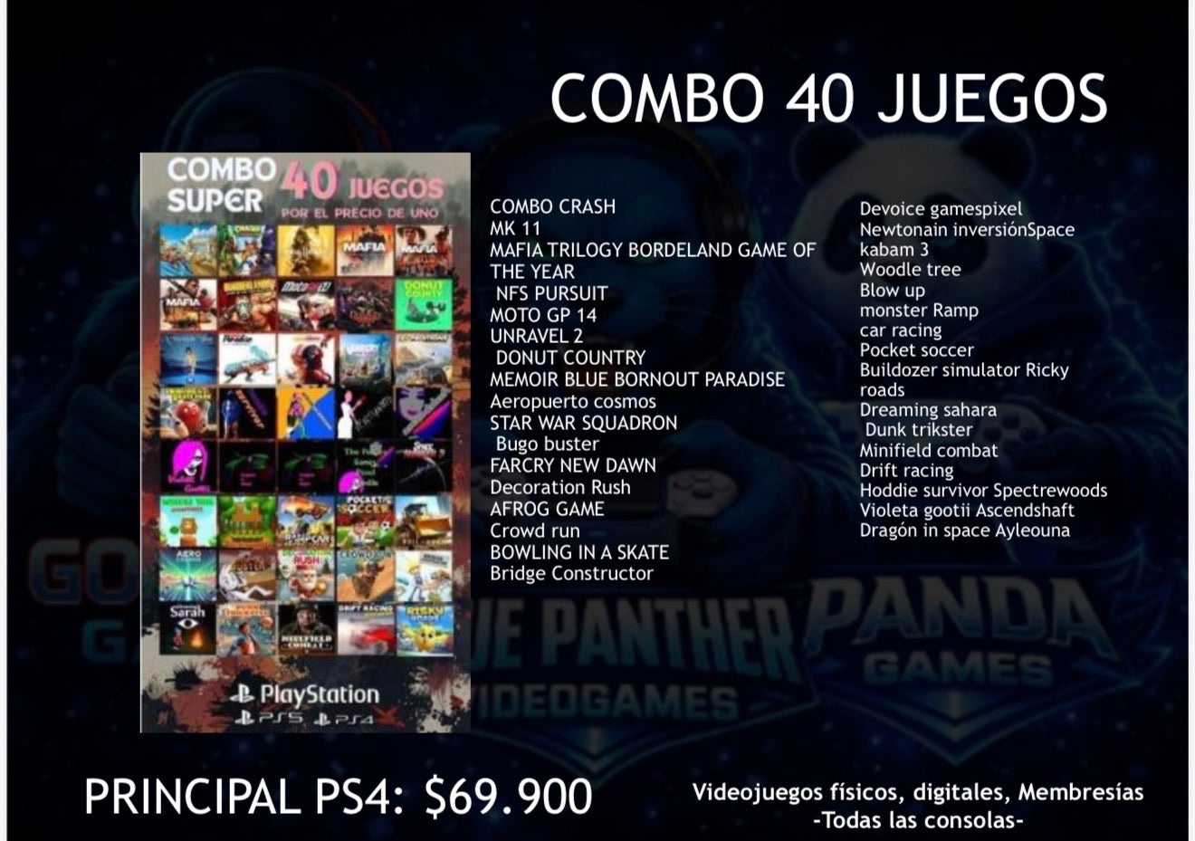 Combo 40 juegos Digital PS4