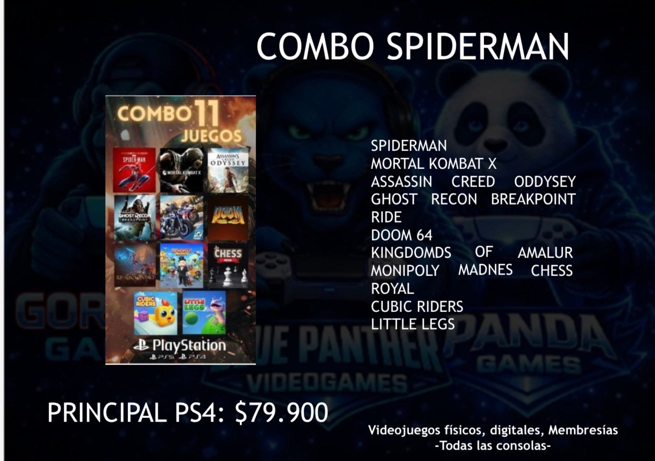 Combo 11 Juegos (Combo Spiderman) Digitales PS4