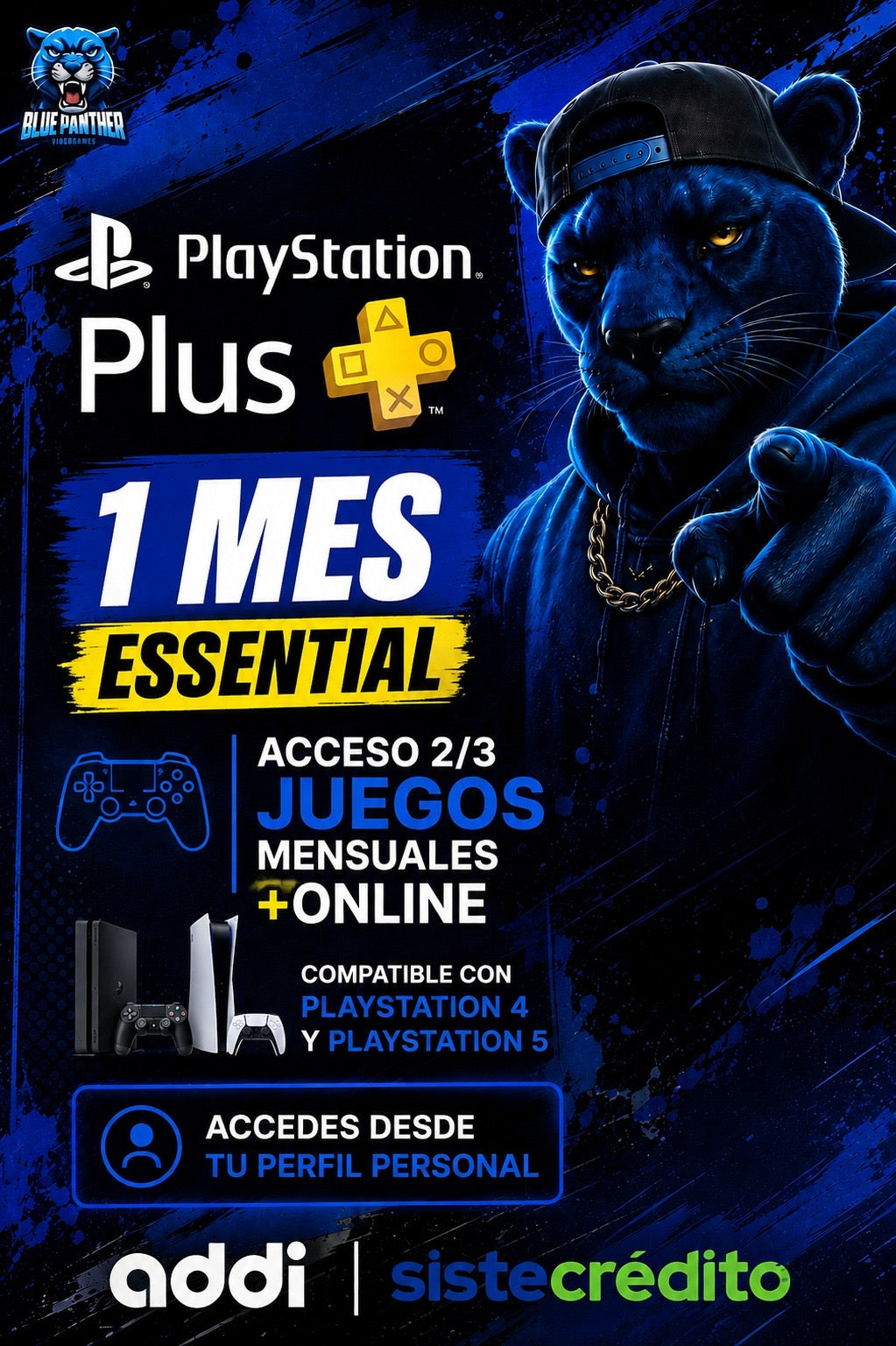 PlayStation Plus 1 Mes Essential Online PS4/PS5 Juegos Inglés