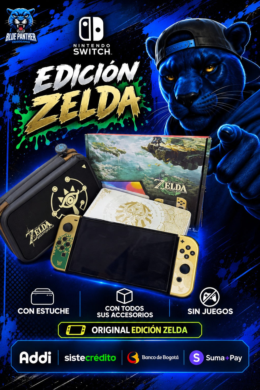 Nintendo Switch OLED Edición Zelda – Edición Especial | Con Estuche y Accesorios