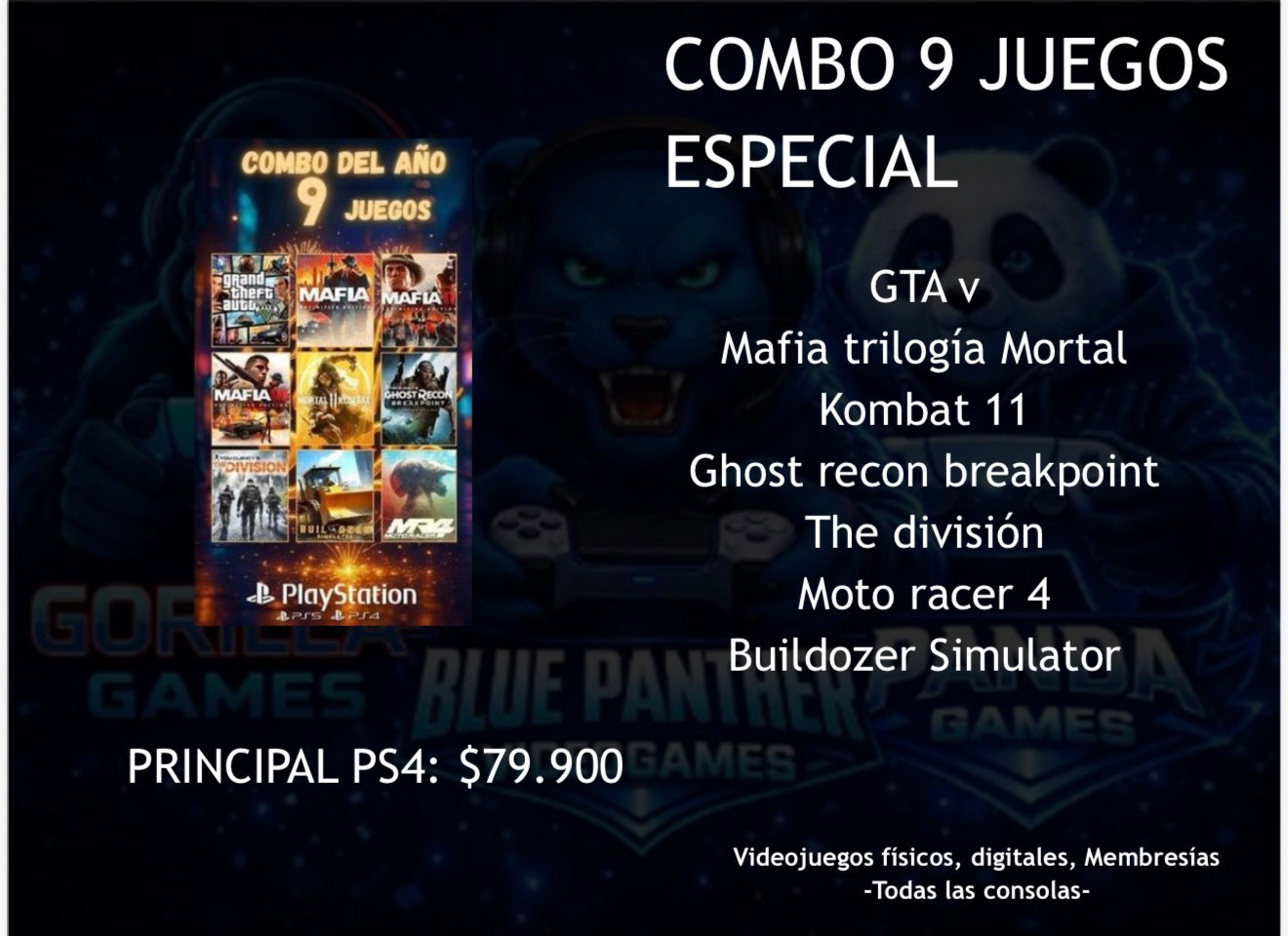 Combo 9 Juegos Especial Digital PS4