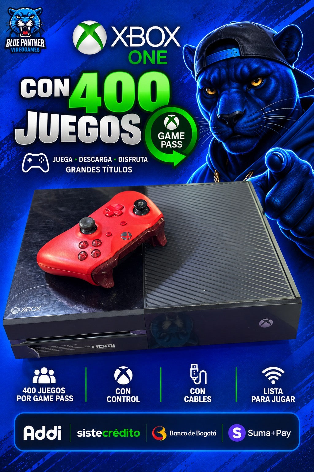 Xbox One Fat 500GB (con 2 meses de game pass Incluye 400 Juegos)