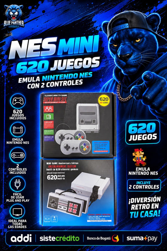 NES Mini – 620 Juegos + 2 Controles- emula Nintendo NES