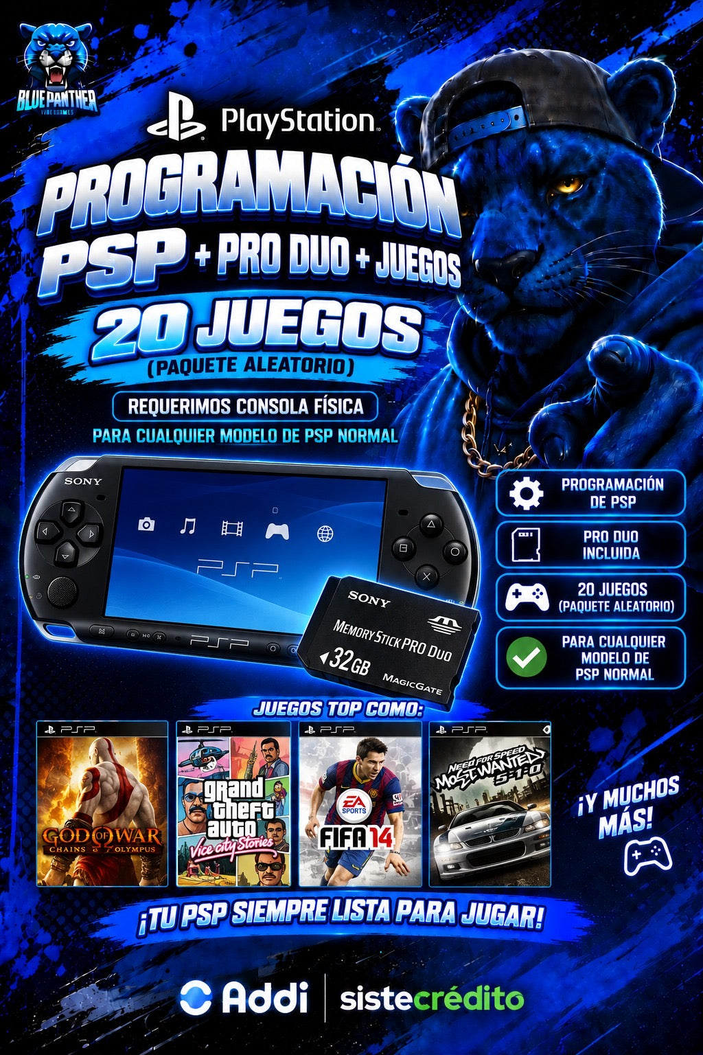 Programación PSP + PRO Duo + 20 Juegos – Para PSP Normal