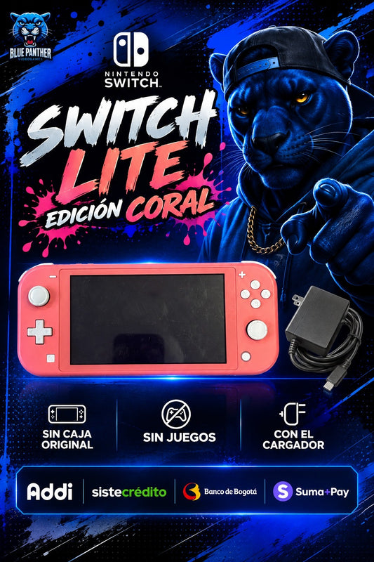 Nintendo Switch Lite Edición Coral – Sin Caja, Sin Juegos + Cargador