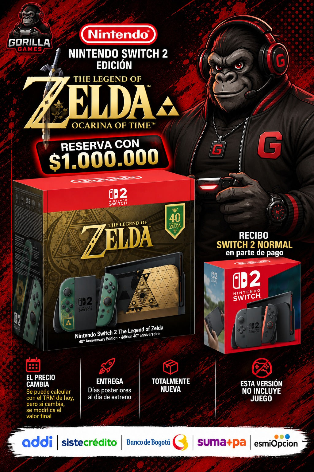 Reserva - Nintendo Switch 2 Edición The Legend of Zelda: Ocarina of Time ( más información leer descripción)