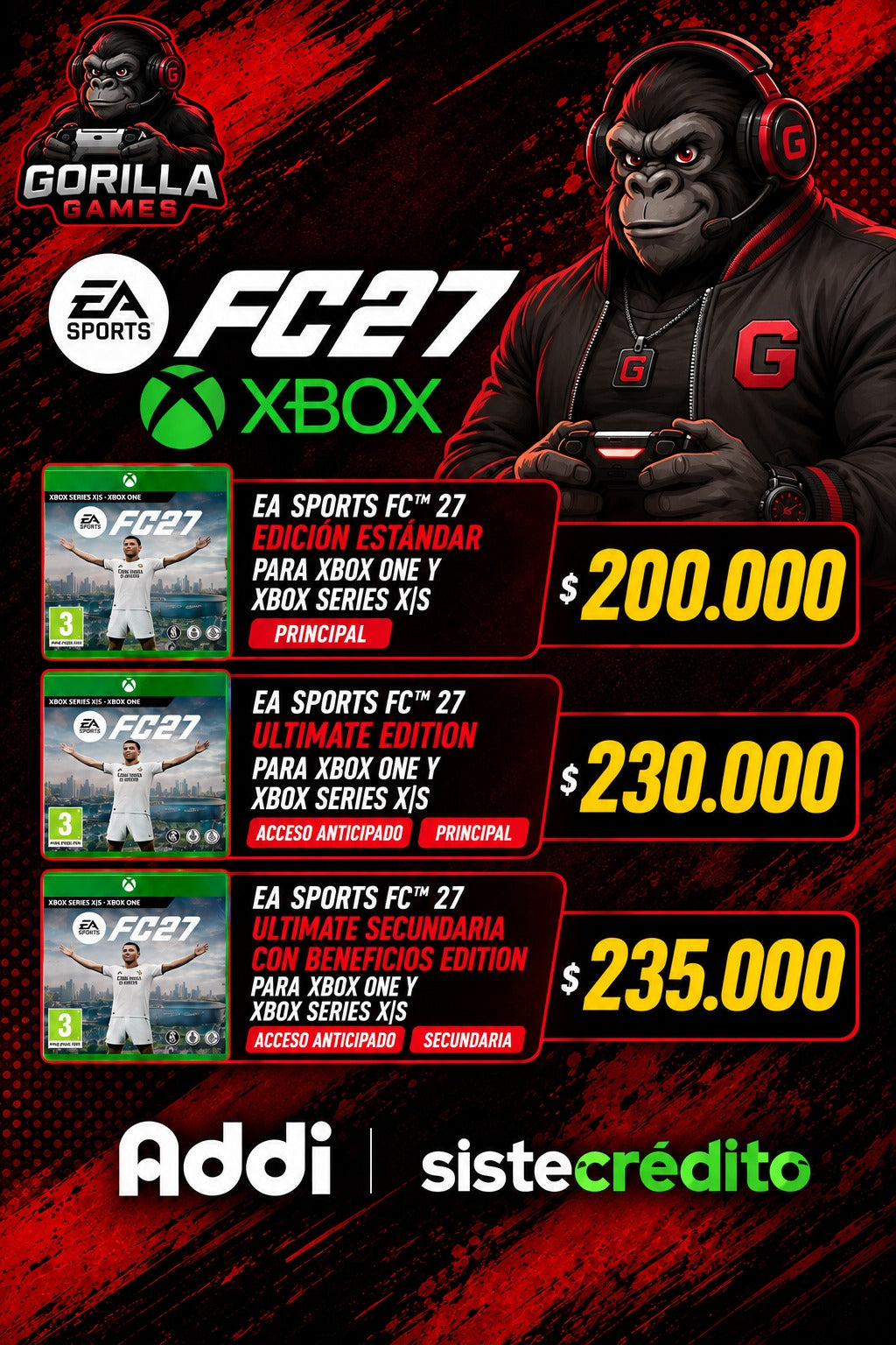 EA SPORTS FC 27 – XBOX ( Desde 200.000 )
