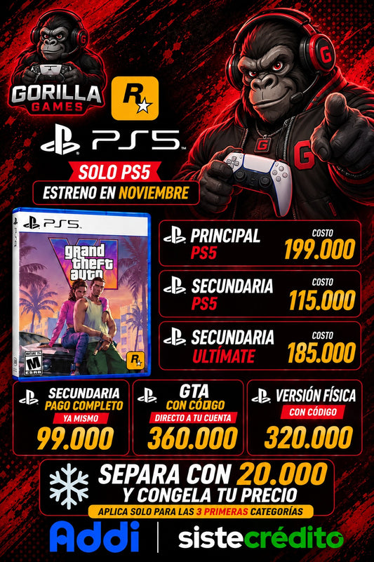 Reserva GTA VI - 20.000 reserva PS5 Estreno Noviembre