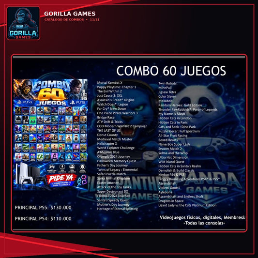 COMBO DE 60 JUEGOS DIGITALES PARA PS4 Y PS5 PRINCIPAL