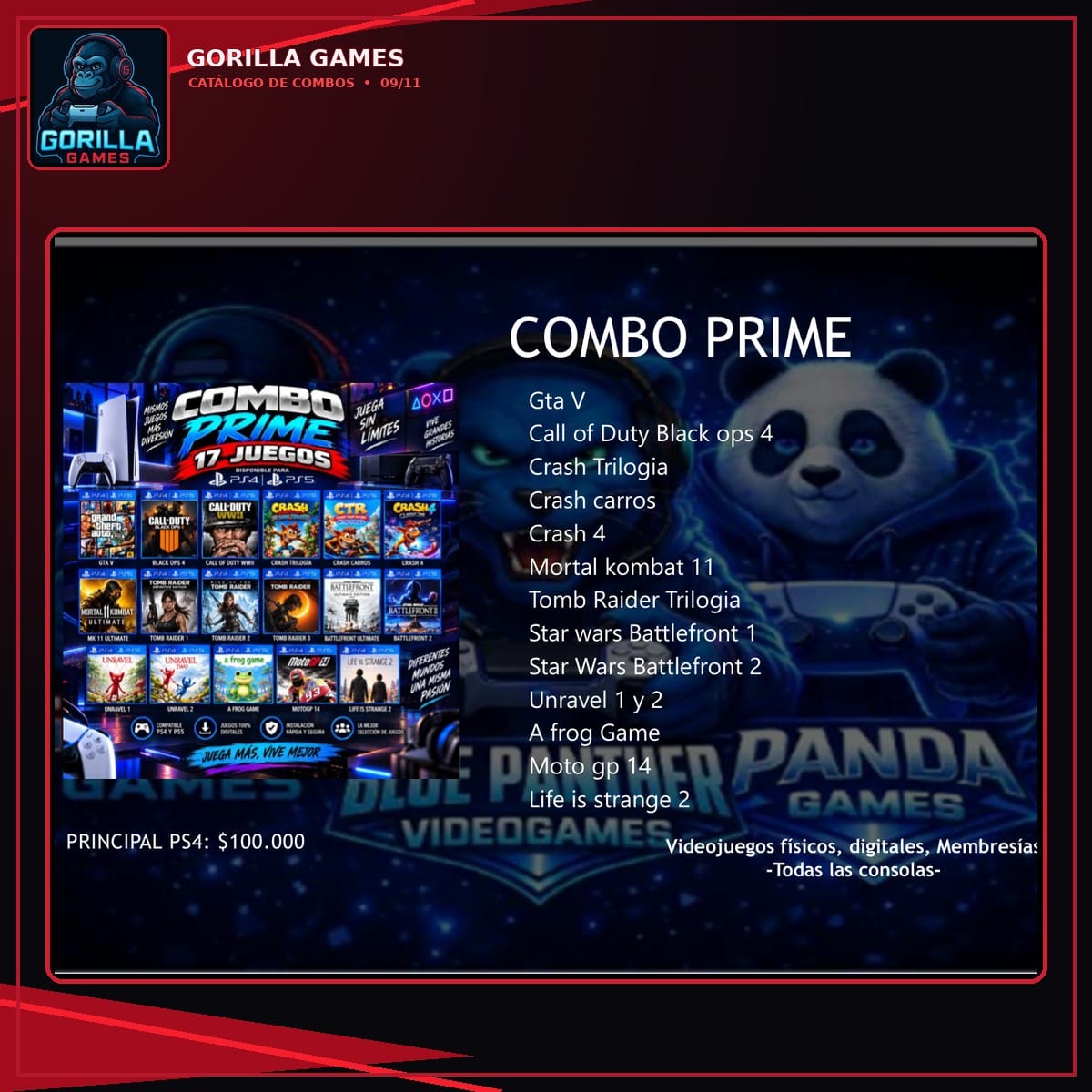 Combo 17 Juegos Digitales( combo prime) - PS4 Principal