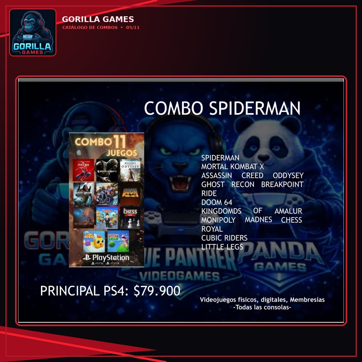 Combo 11 Juegos (Combo Spiderman) Digitales PS4