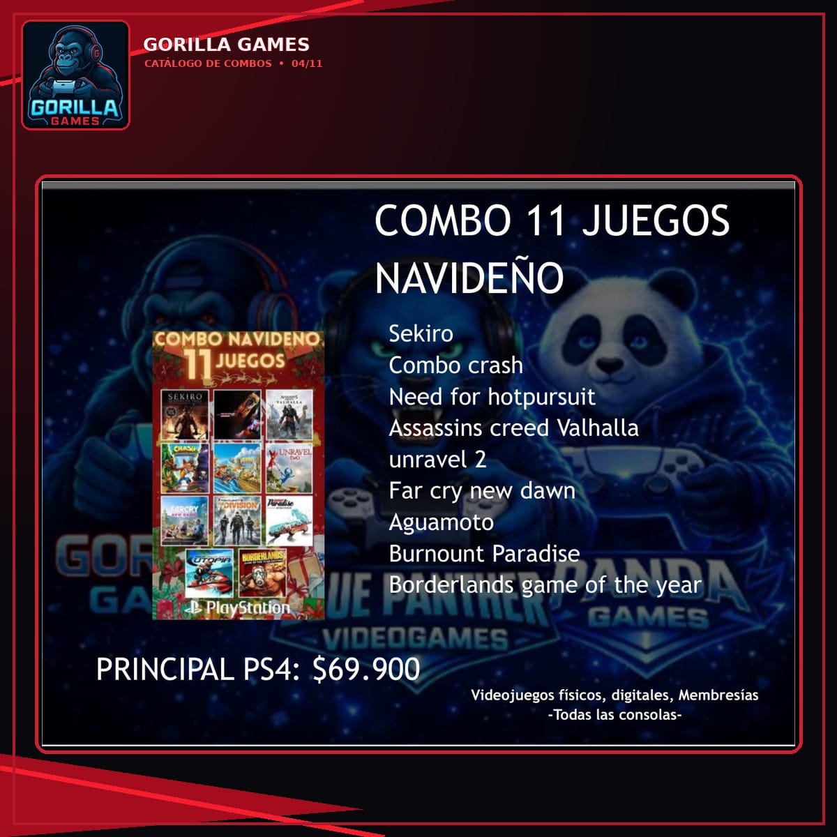 Combo 11 Juegos Navideño Digital PS4