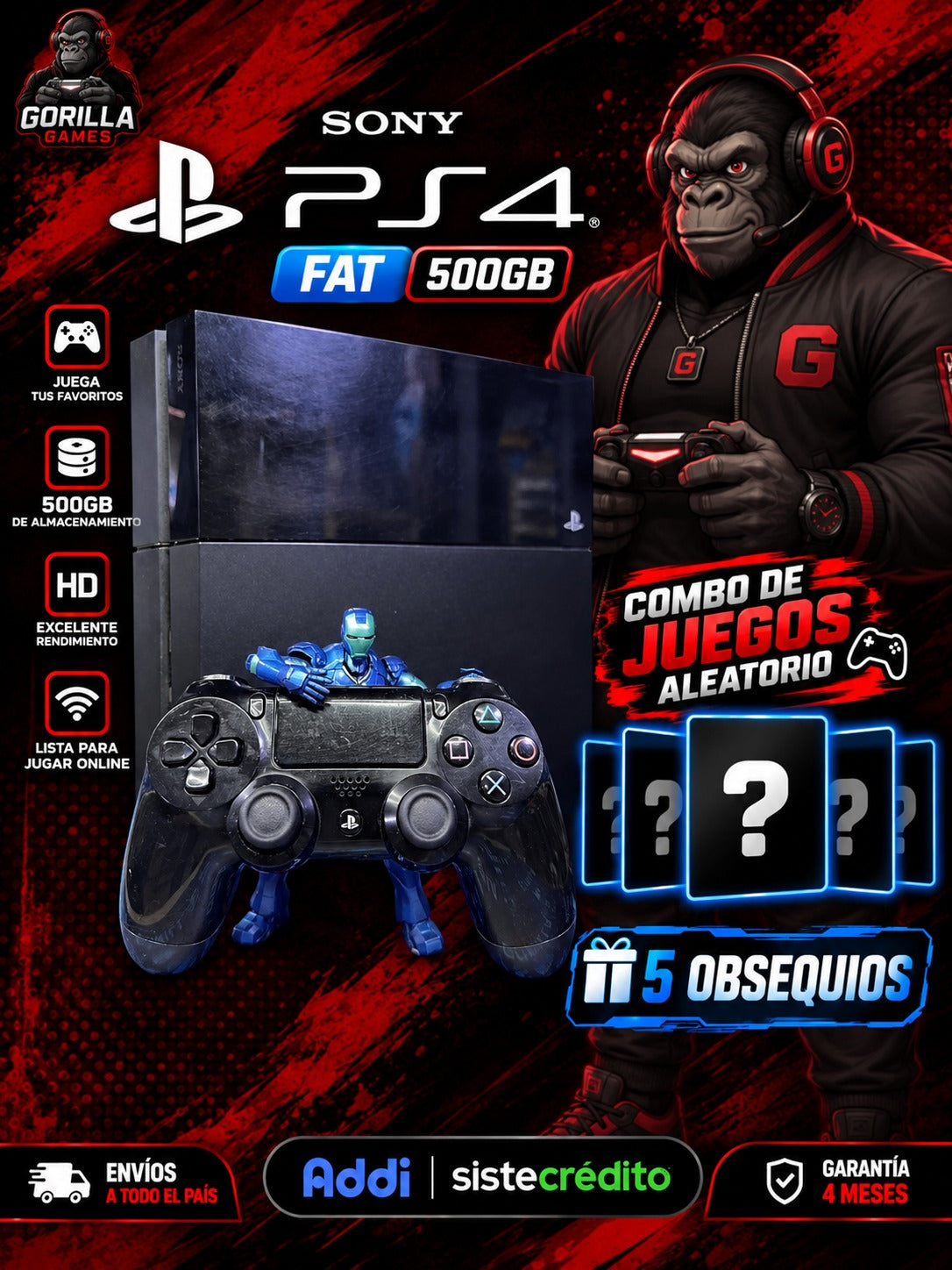 PlayStation 4 Fat 500GB con combo de juegos digitales