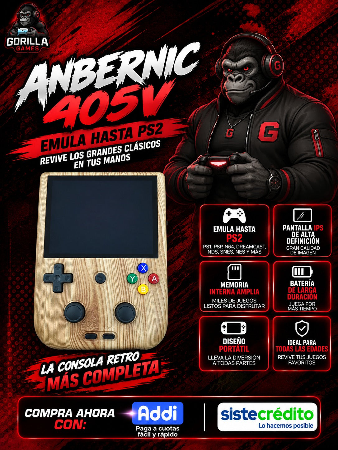 Anbernic 405V diseño veteado
