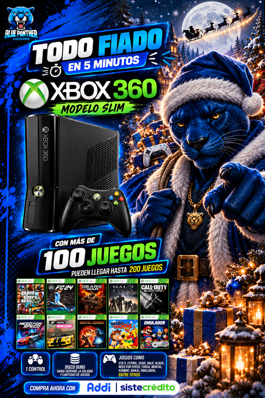 Xbox 360 slim- usada con más de 100 juegos