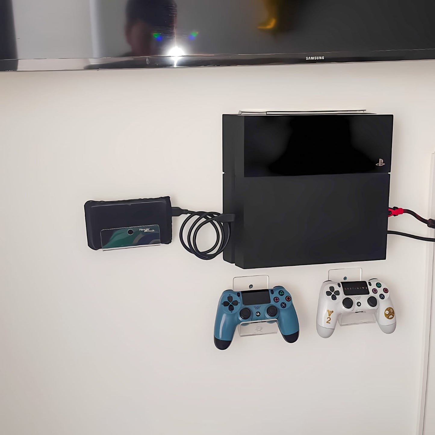 Soporte Pared PS4 +2 porta controles en acrílico