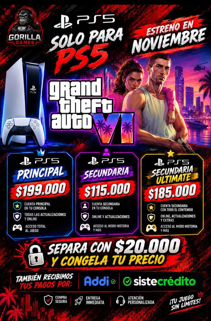 GG Reserva GTA VI - PS5 Estreno Noviembre