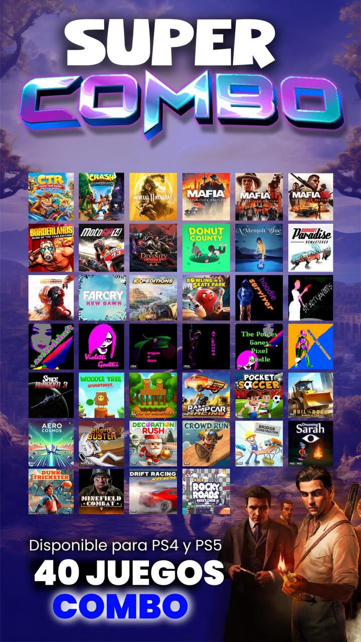 SUPER COMBO X 40 JUEGOS DIGITALES PS4 $110,000 - PS5 $140,000