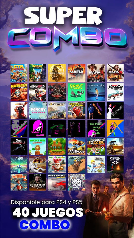 SUPER COMBO X 40 JUEGOS DIGITALES PS4 $110,000 - PS5 $140,000