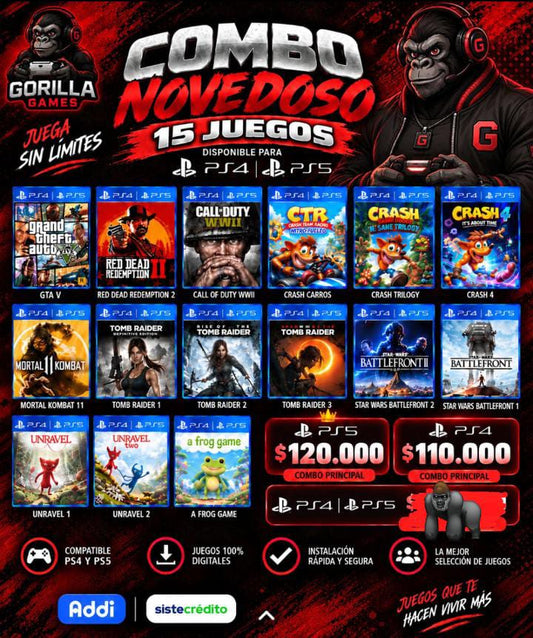 Combo Novedoso 15 juegos principal Ps5 ( más info en la descripción)