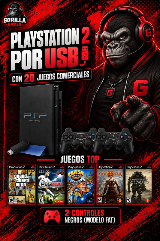 PlayStation 2  por USB con 20 juegos comerciales